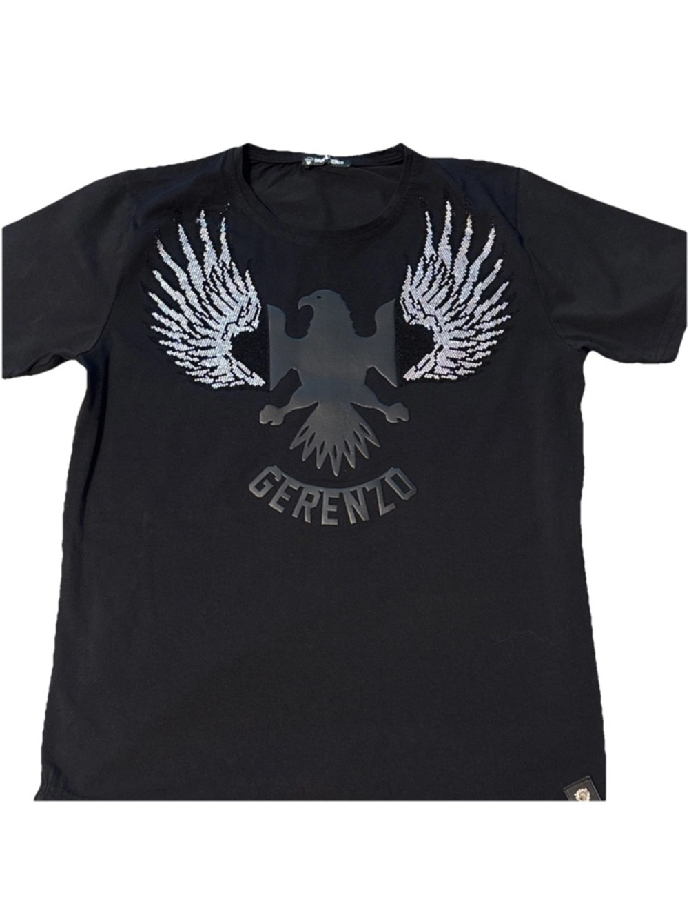 David & Gerenzo Black Rhinestone Wing Eagle Graphic Tee Edgy Streetwear Shirt L - Picture 5 of 15